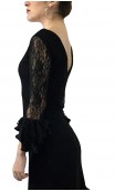 Noir Lace Long-Dress 5 Ruffles