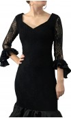 Noir Lace Long-Dress 5 Ruffles