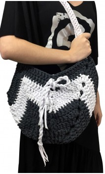 Bolso en Crochet Blanco y Gris