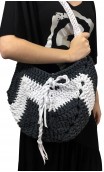 Bolsa de Crochet Cinza c/Branco