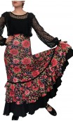 Saia Flamenca Stella Floral 4 Babados