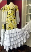 Vestido Flamenco Amarelo c/Bolas 5 Babados