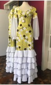 Vestido Flamenco Amarelo c/Bolas 5 Babados