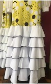 Yellow w/ Polka-dots Flamenco Long-Dress 5 Ruffles