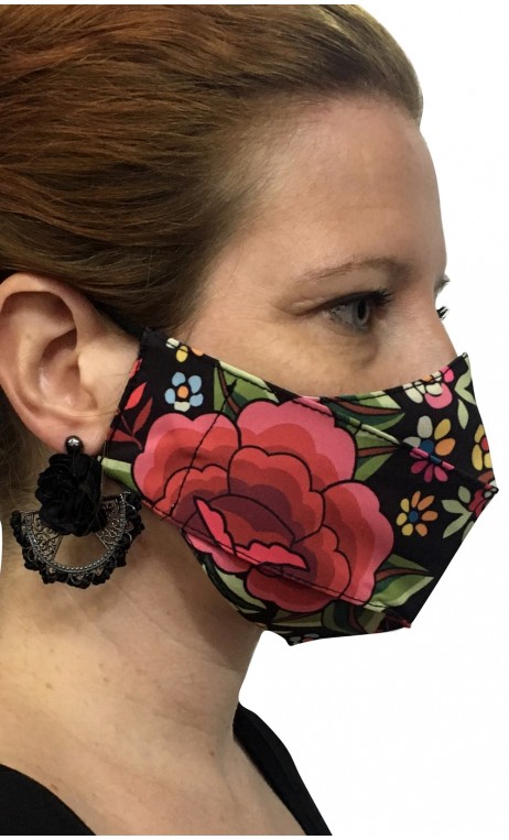 Black Floral Mask