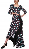 Polka-dots Mercedes Flamenco Godet Long Dress