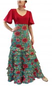 Letizia Floral 8 Ruffles Long-Skirt