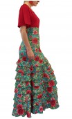 Letizia Floral 8 Ruffles Long-Skirt
