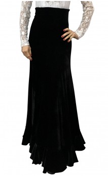 Black Guadalupe Velvet Long-Skirt