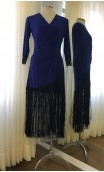 Blue Short Dress w/Black Fringe
