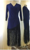Blue Short Dress w/Black Fringe