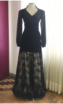 Velvet Flamenco Skirt w/Golden Petticoat
