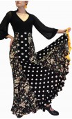 Francesca Floral & Polka-dots Flamenco Skirt w/ 6 Panels