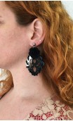 Black & White Shawl, Earring & Flower Set