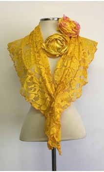Yellow Lace Scarf & Flowers for Hair Set
