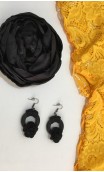 Yellow & Black Scarf, Flower & Earrings Flamenco Set