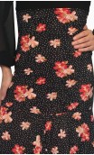 Black Floral Cyrena Flamenco Skirt Extra Godet