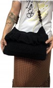 Black Crochet Bag w/Ruffle