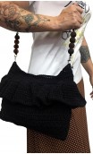 Black Crochet Bag w/Ruffle
