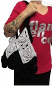 Grey & Black Crochet Bag w/Flowers