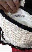 Light Beige & Black Crochet Bag w/Ruffle