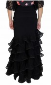 Black Lace Cádiz 6 Ruffles Flamenco Skirt