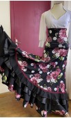 Black Floral Flamenco Skirt