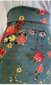 Floral Turquoise Godet Flamenco Skirt