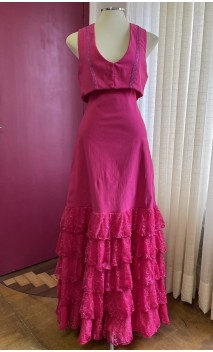 Pink Vest & Skirt w/Lace Ruffles Set