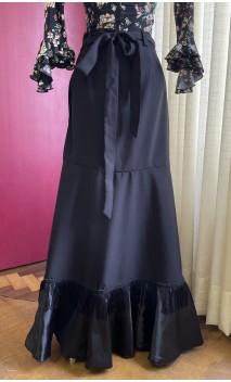 Falda Negra Flamenca Cruzada c/Flecos