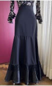 Black Wrap Over Flamenco Skirt w/Fringe