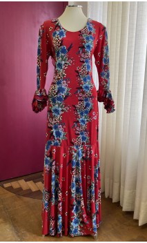 Vestido Flamenco Vermelho Floral