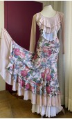 Salmon Floral Tulle Flamenco Skirt & Top Set