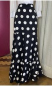 Black w/ White Polka-dots Wrap Over Flamenco Skirt w/Scarf