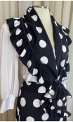 Black w/ White Polka-dots Wrap Over Flamenco Skirt w/Scarf